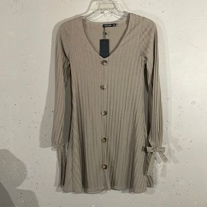 Nasty Gal Long Sleeve Taupe or Stone Dress. Size 4.